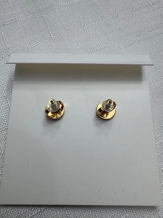 Tory Burch Gold-Tone Logo Crystal Round Stud Earrings - Picture 6 of 6